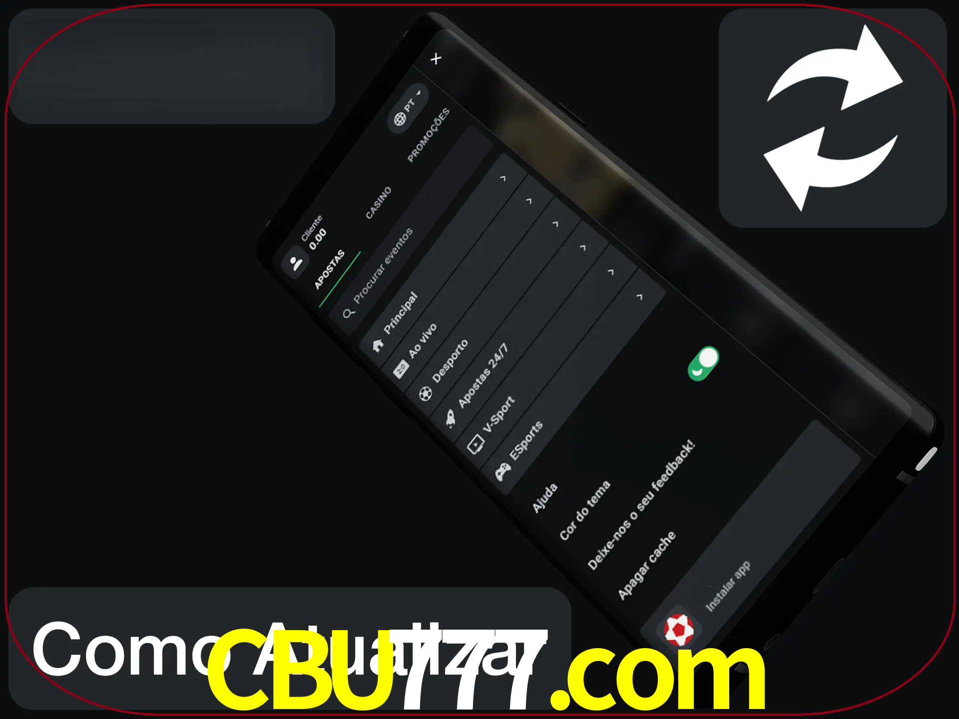 O aplicativo é atualizado automaticamente quando você faz o login.